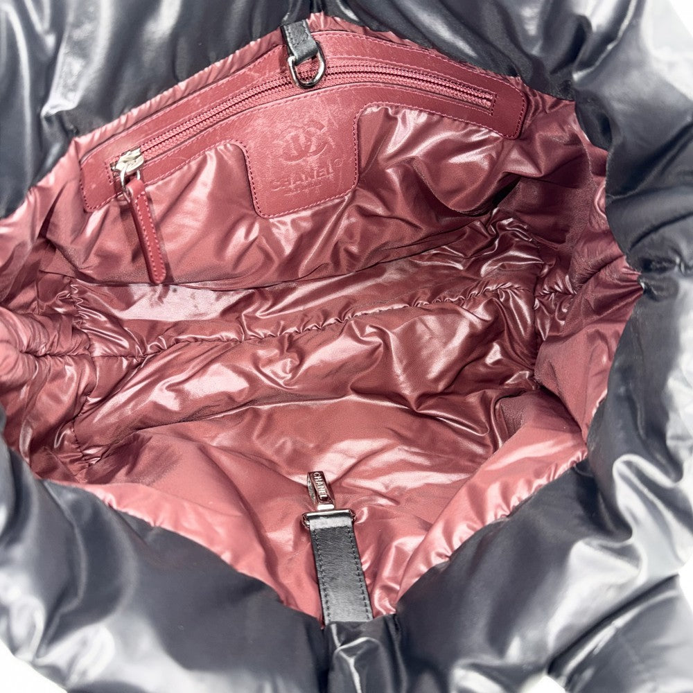 CHANEL シャネル ハンドバッグ コココクーンPM リバーシブル トートバッグ ココマーク Coco Cocoon マトラッセ ナイロン グレー ボルドー シルバー金具 レディース【中古品】