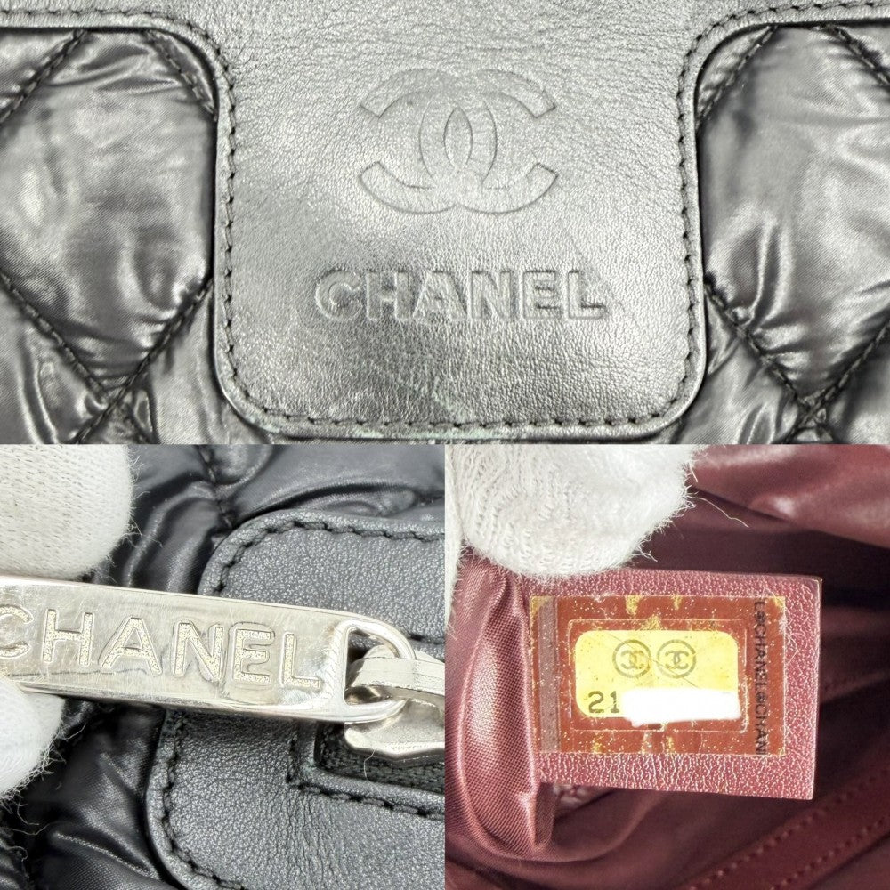 CHANEL シャネル ハンドバッグ コココクーンPM リバーシブル トートバッグ ココマーク Coco Cocoon マトラッセ ナイロン グレー ボルドー シルバー金具 レディース【中古品】
