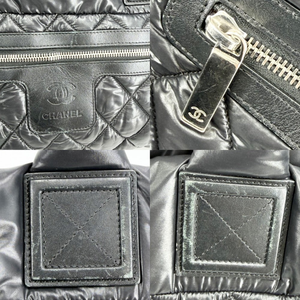 CHANEL シャネル ハンドバッグ コココクーンPM リバーシブル トートバッグ ココマーク Coco Cocoon マトラッセ ナイロン グレー ボルドー シルバー金具 レディース【中古品】