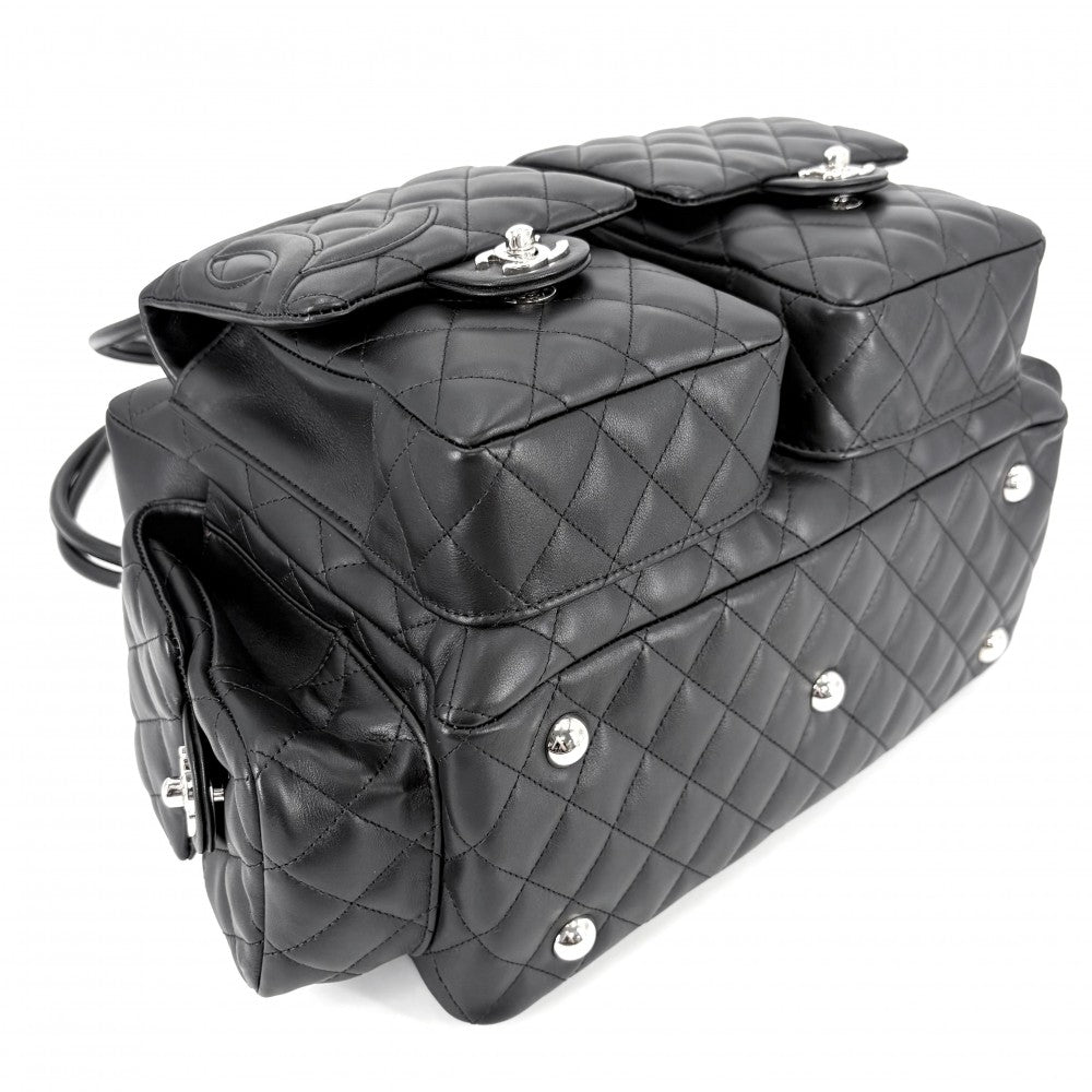 CHANEL シャネル ハンドバッグ カンボンライン マルチポケット マトラッセ ココマーク トートバッグ ラムスキン ブラック 黒 シルバー金具 レディース【中古品】