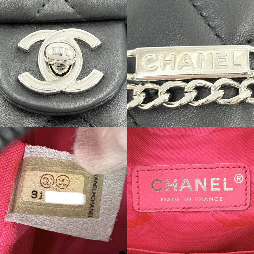 CHANEL シャネル ハンドバッグ カンボンライン マルチポケット マトラッセ ココマーク トートバッグ ラムスキン ブラック 黒 シルバー金具 レディース【中古品】