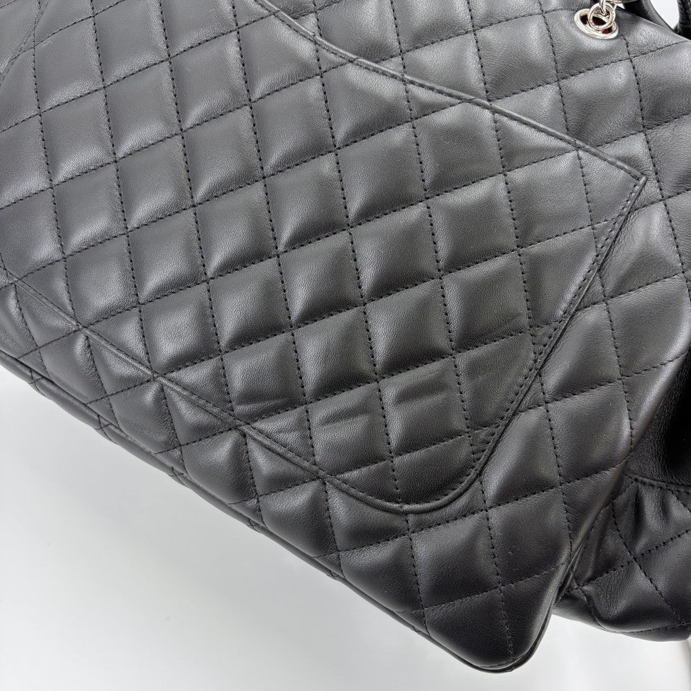 CHANEL シャネル ハンドバッグ カンボンライン マルチポケット マトラッセ ココマーク トートバッグ ラムスキン ブラック 黒 シルバー金具 レディース【中古品】