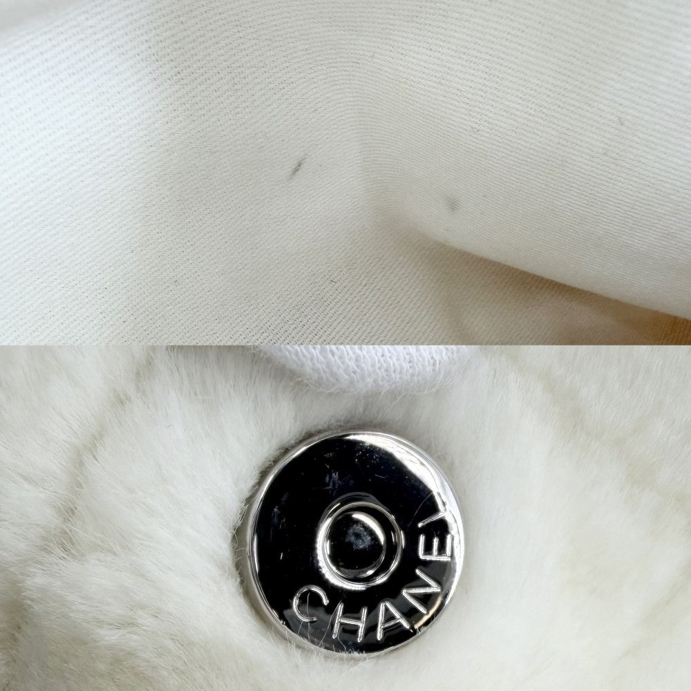CHANEL シャネル トートバッグ カメリア マトラッセ チェーン ココマーク ハンドバッグ フェイクファー ホワイト 白 シルバー金具 レディース【中古品】