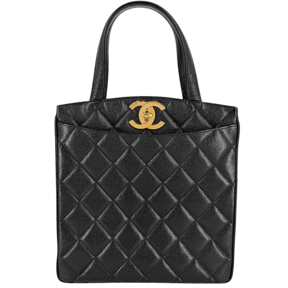 CHANEL シャネル ハンドバッグ マトラッセ ココマーク トートバッグ ブラック 黒 ゴールド金具 レディース【中古品】