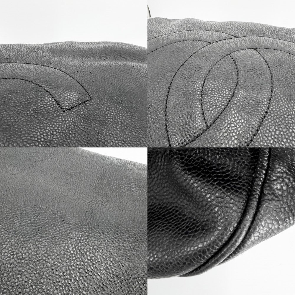 CHANEL シャネル トートバッグ ココマーク デカココ チェーンショルダー ハンドバッグ キャビアスキン ブラック 黒 ゴールド金具 レディース【中古品】