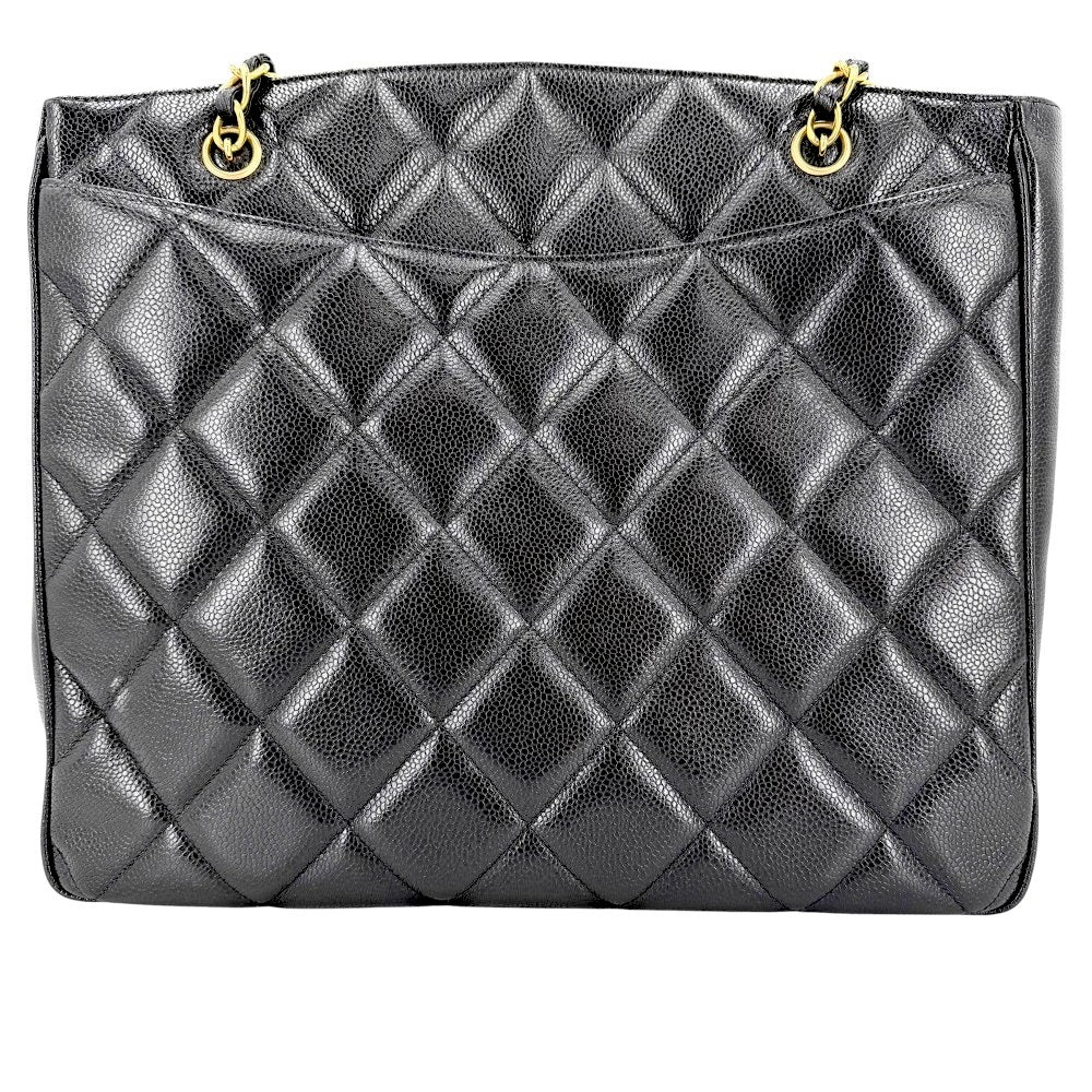 CHANEL シャネル ハンドバッグ マトラッセ ココマーク チェーントートバッグ キャビアスキン ブラック 黒 ゴールド金具 レディース【中古品】