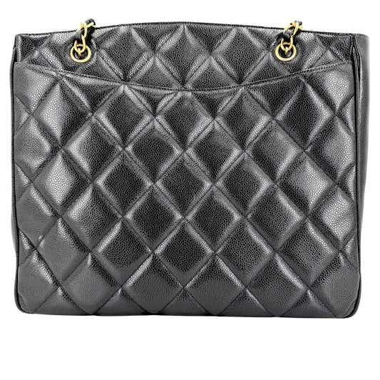 CHANEL シャネル ハンドバッグ マトラッセ ココマーク チェーントートバッグ キャビアスキン ブラック 黒 ゴールド金具 レディース【中古品】