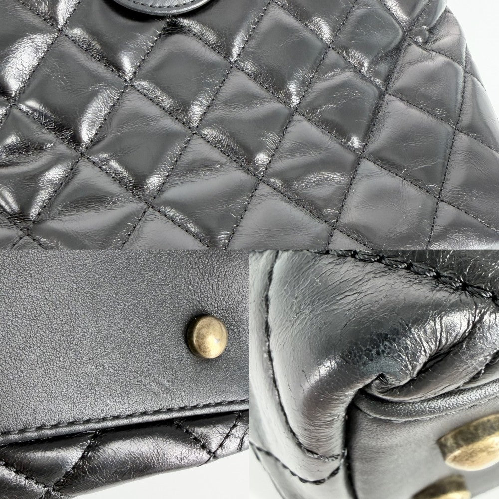 CHANEL シャネル 2WAY マトラッセ ターンロック ショルダーバッグ ハンドバッグ ココマーク レザー ブラック 黒 アンティークゴールド金具 レディース【中古品】