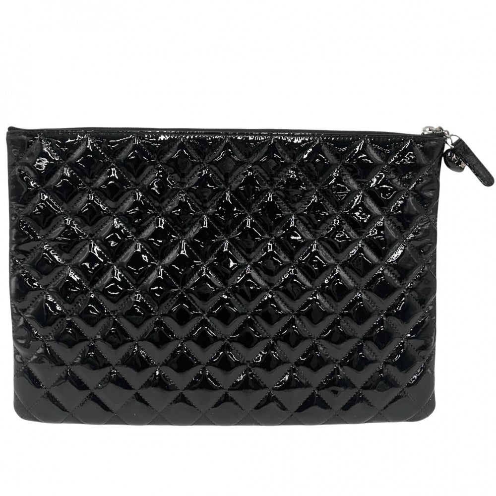 CHANEL シャネル クラッチバッグ セカンドバッグ マトラッセ A4対応 かばん 鞄 エナメル ブラック 黒 シルバー金具 レディース【中古品】