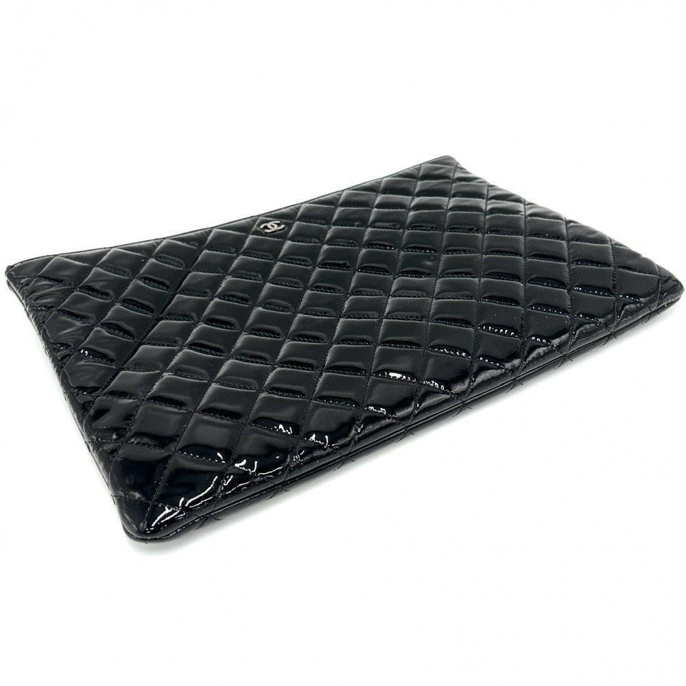 CHANEL シャネル クラッチバッグ セカンドバッグ マトラッセ A4対応 かばん 鞄 エナメル ブラック 黒 シルバー金具 レディース【中古品】
