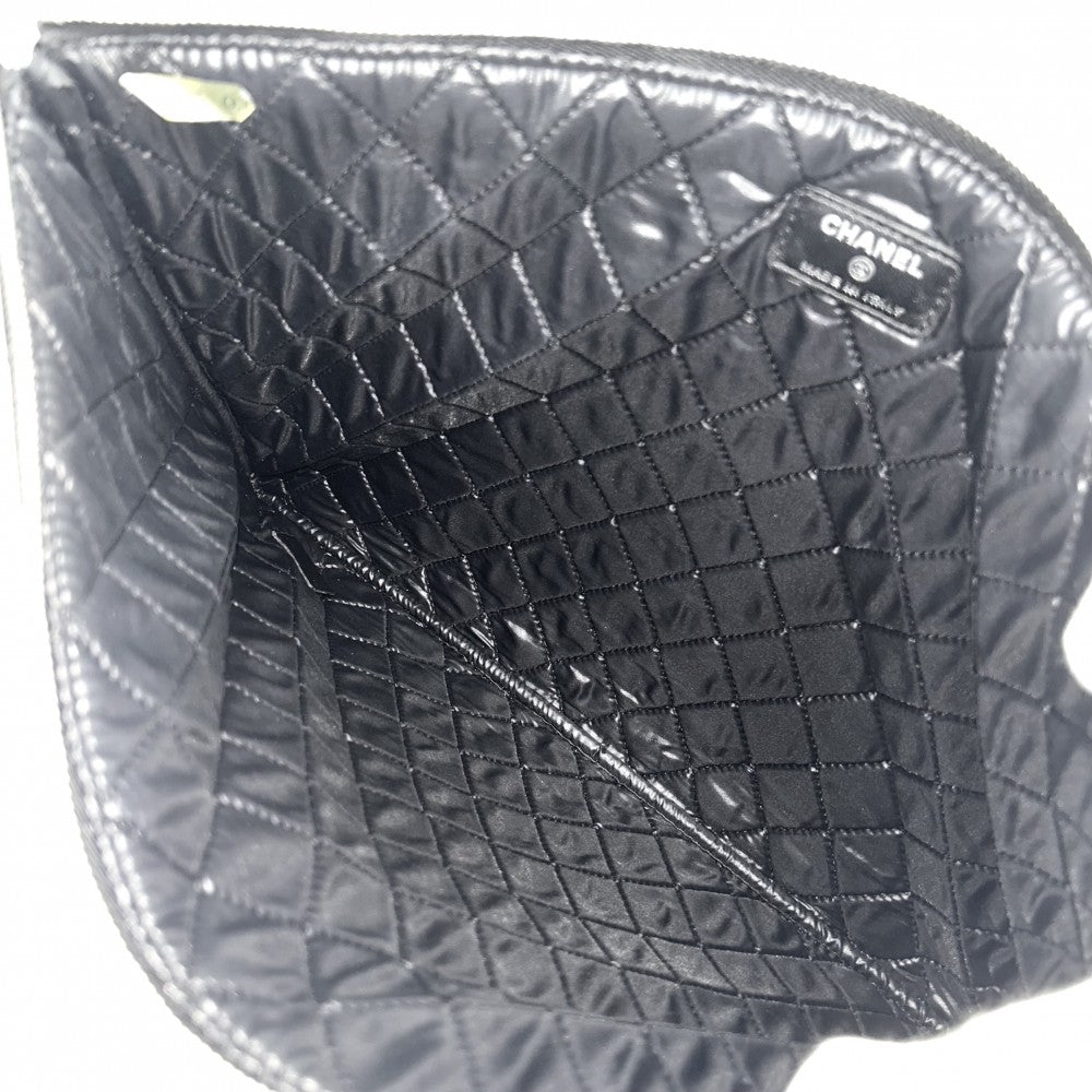 CHANEL シャネル クラッチバッグ セカンドバッグ マトラッセ A4対応 かばん 鞄 エナメル ブラック 黒 シルバー金具 レディース【中古品】