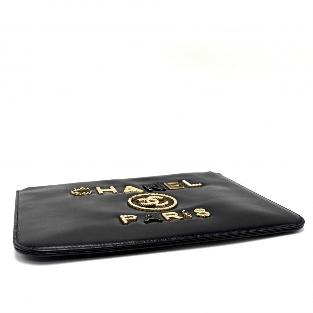 CHANEL シャネル クラッチバッグ ドーヴィル ココマーク セカンドバッグ レザー ブラック 黒 ゴールド×シルバー金具 レディース【中古品】