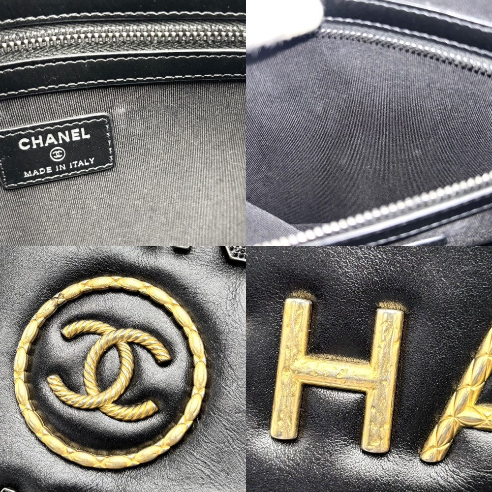 CHANEL シャネル クラッチバッグ ドーヴィル ココマーク セカンドバッグ レザー ブラック 黒 ゴールド×シルバー金具 レディース【中古品】