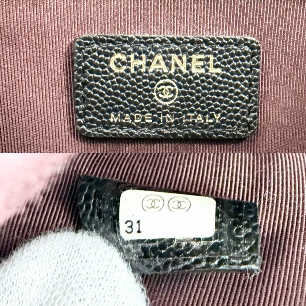 CHANEL シャネル クラッチバッグ マトラッセ セカンドバッグ ココマーク キャビアスキン ブラック 黒 ゴールド金具 レディース【中古品】