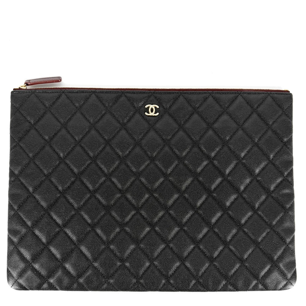 CHANEL シャネル クラッチバッグ マトラッセ セカンドバッグ ココマーク キャビアスキン ブラック 黒 ゴールド金具 レディース【中古品】