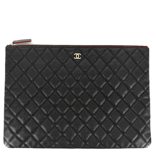 CHANEL シャネル クラッチバッグ マトラッセ セカンドバッグ ココマーク キャビアスキン ブラック 黒 ゴールド金具 レディース【中古品】