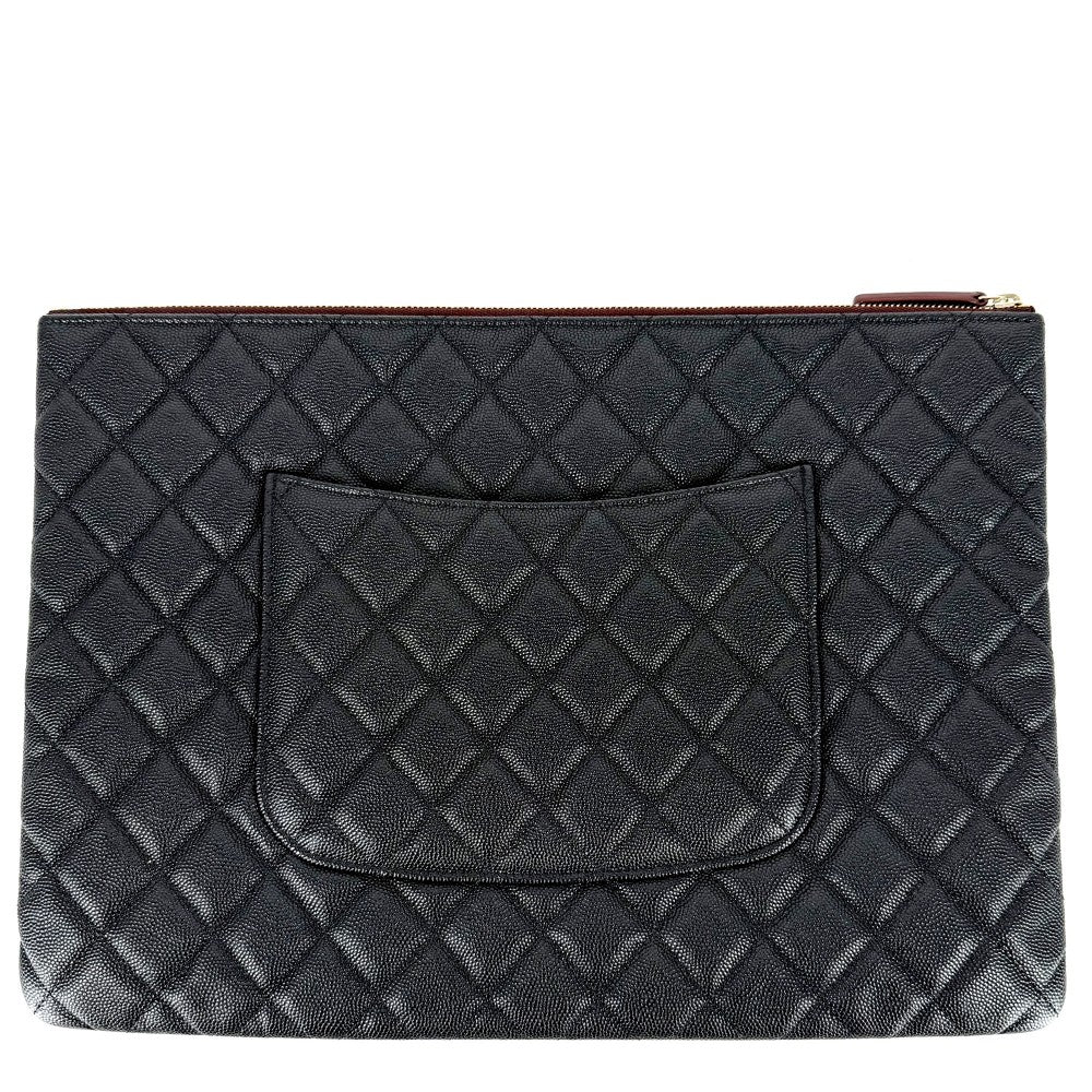 CHANEL シャネル クラッチバッグ マトラッセ セカンドバッグ ココマーク キャビアスキン ブラック 黒 ゴールド金具 レディース【中古品】