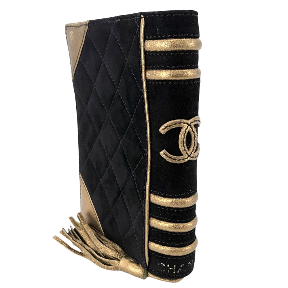 CHANEL シャネル ポーチ ココマーク 小物入れ セカンドバッグ スウェード ブラック 黒 ゴールド レディース【中古品】