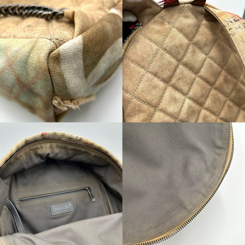 CHANEL シャネル リュック ペイント グラフィティ バックパック アクト2コレクション ココマーク ココ かばん 鞄 キャンバス ベージュ マルチカラー シルバー金具 レディース【中古品】