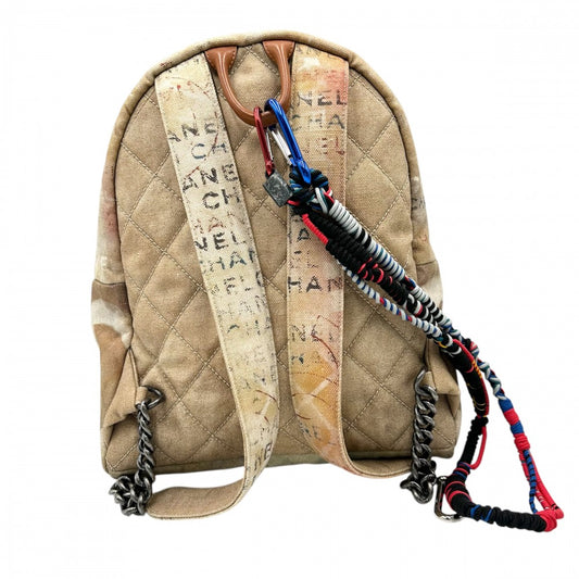 CHANEL シャネル リュック ペイント グラフィティ バックパック アクト2コレクション ココマーク ココ かばん 鞄 キャンバス ベージュ マルチカラー シルバー金具 レディース【中古品】