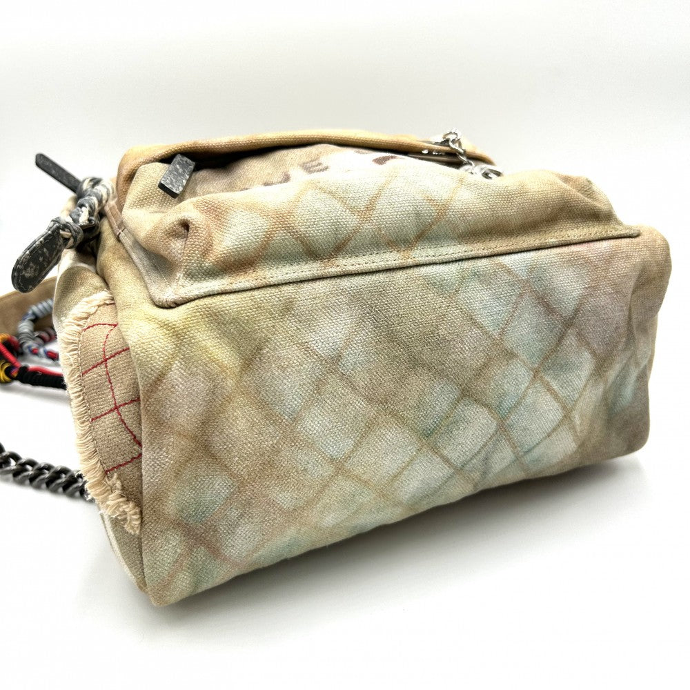 CHANEL シャネル リュック ペイント グラフィティ バックパック アクト2コレクション ココマーク ココ かばん 鞄 キャンバス ベージュ マルチカラー シルバー金具 レディース【中古品】