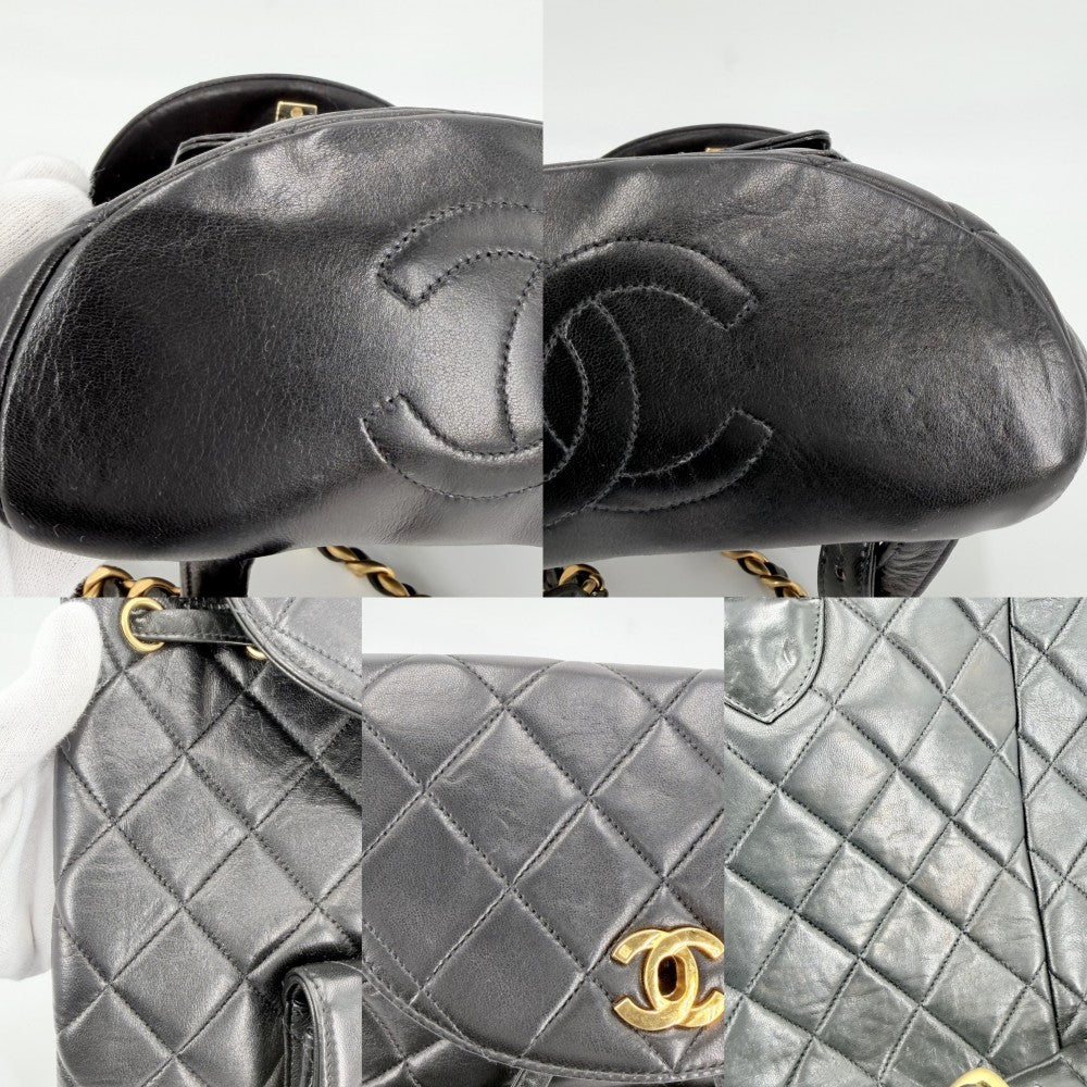 【開店SALE】 CHANEL シャネル リュック マトラッセ バックパック チェーンショルダー ターンロック ココマーク ラムスキン ブラック 黒 ゴールド金具 レディース【中古品】