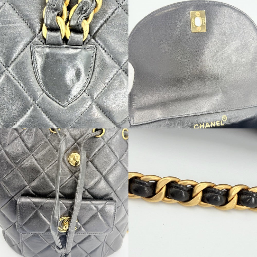 【開店SALE】 CHANEL シャネル リュック マトラッセ バックパック チェーンショルダー ターンロック ココマーク ラムスキン ブラック 黒 ゴールド金具 レディース【中古品】