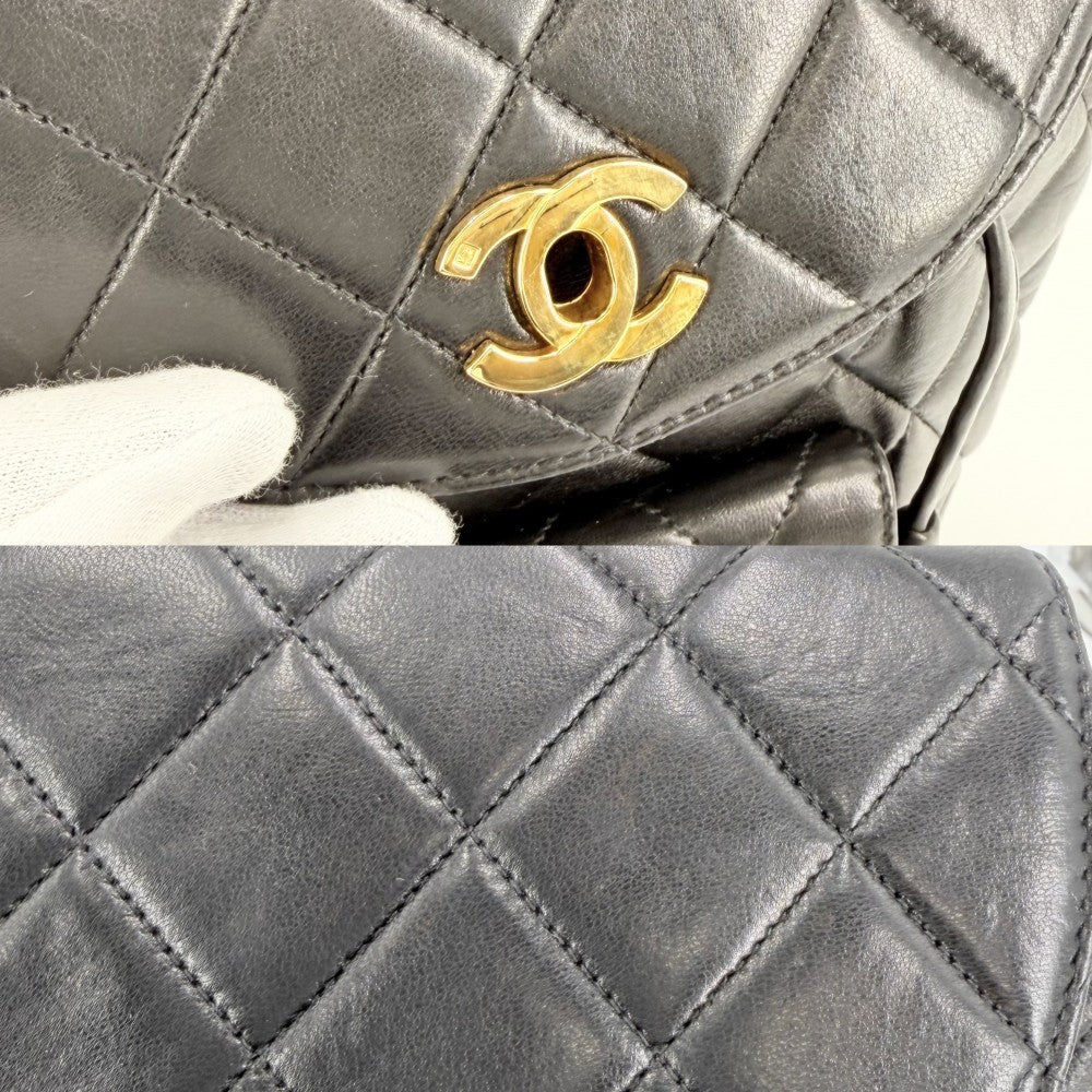 【開店SALE】 CHANEL シャネル リュック マトラッセ バックパック チェーンショルダー ターンロック ココマーク ラムスキン ブラック 黒 ゴールド金具 レディース【中古品】