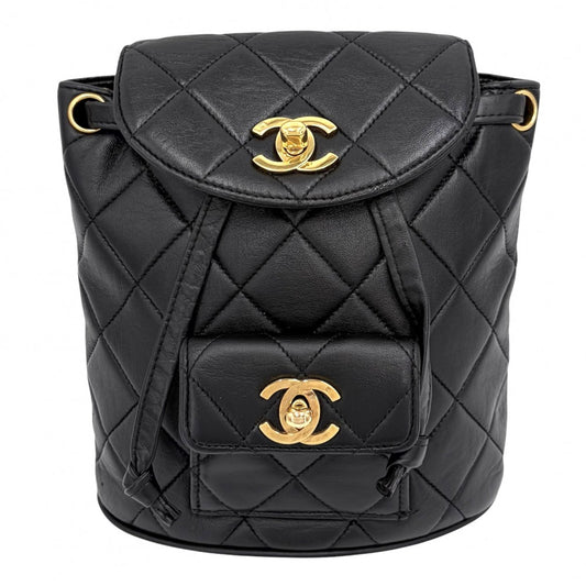 CHANEL シャネル リュック マトラッセ バックパック チェーンショルダー ターンロック ココマーク レザー ブラック 黒 ゴールド金具 レディース【中古品】