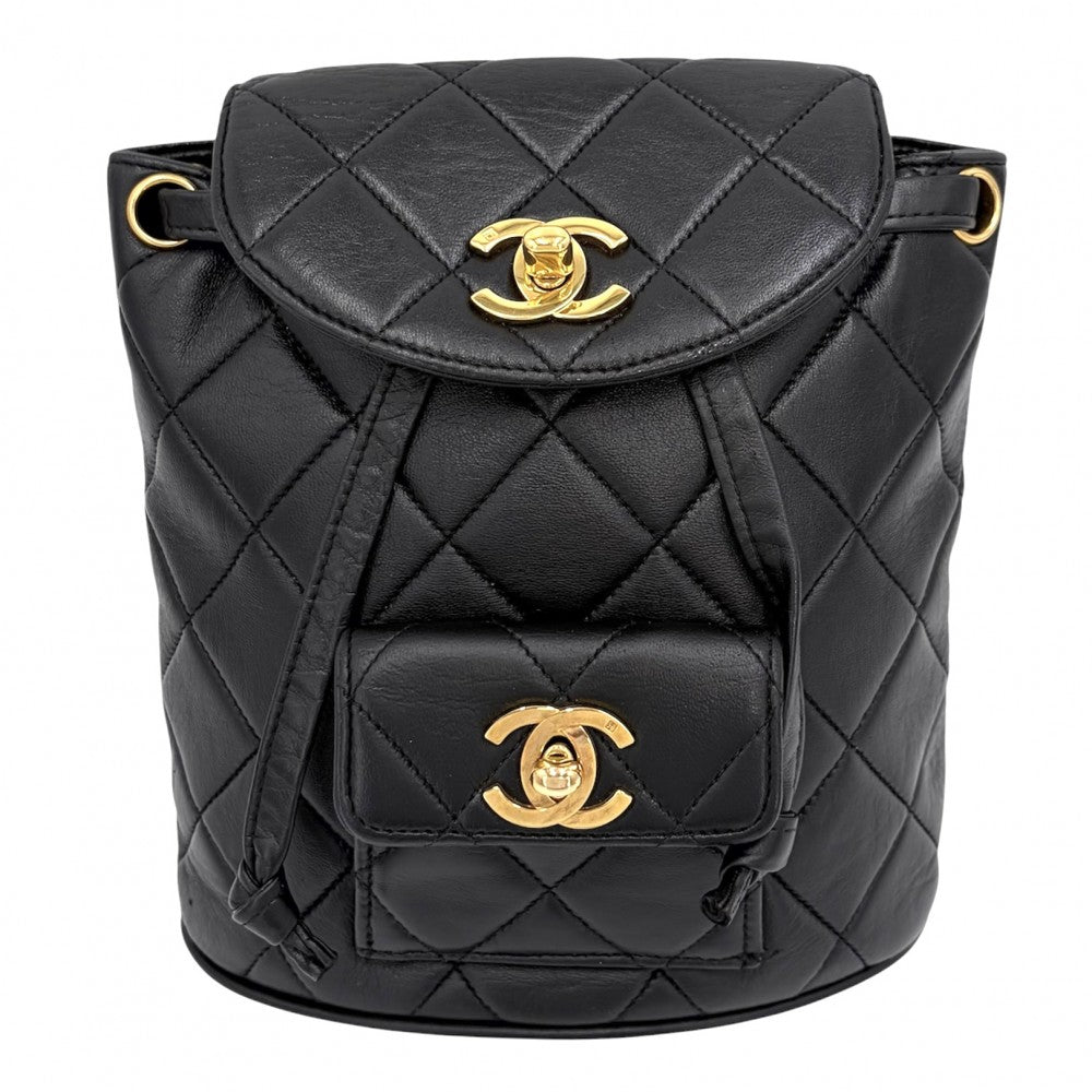 CHANEL シャネル リュック マトラッセ バックパック チェーンショルダー ターンロック ココマーク レザー ブラック 黒 ゴールド金具 レディース【中古品】