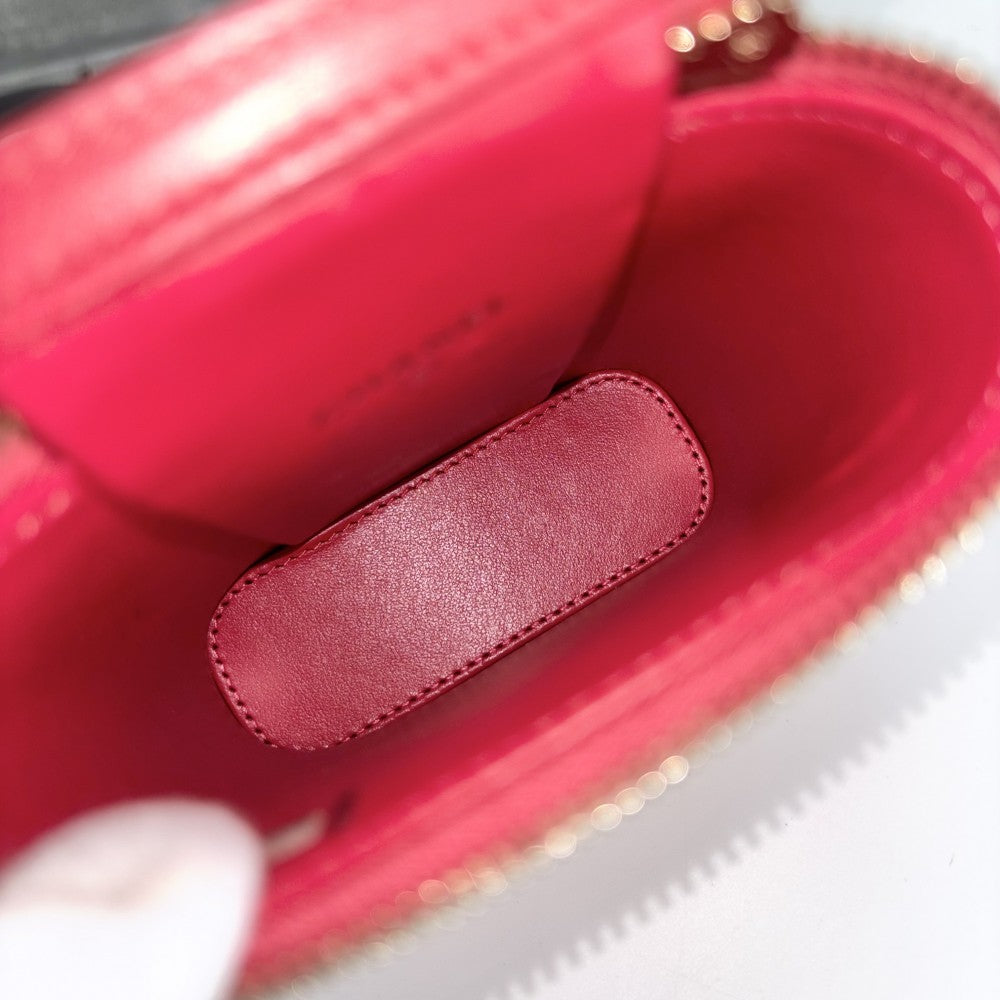 【開店SALE】 CHANEL シャネル ショルダーバッグ マトラッセ バニティポーチ チェーンショルダー ミニポシェット ココマーク キャビアスキン レッド系 ゴールド金具 レディース【中古品】