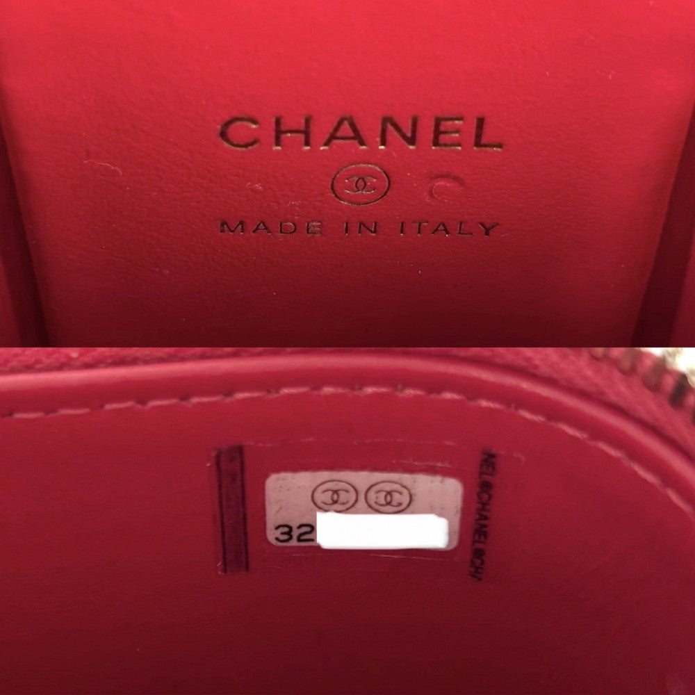 【開店SALE】 CHANEL シャネル ショルダーバッグ マトラッセ バニティポーチ チェーンショルダー ミニポシェット ココマーク キャビアスキン レッド系 ゴールド金具 レディース【中古品】