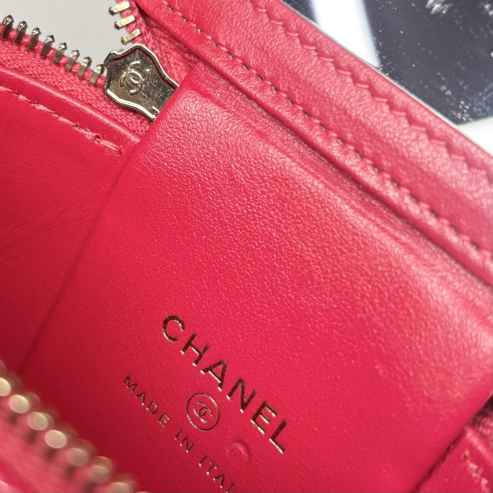 【開店SALE】 CHANEL シャネル ショルダーバッグ マトラッセ バニティポーチ チェーンショルダー ミニポシェット ココマーク キャビアスキン レッド系 ゴールド金具 レディース【中古品】