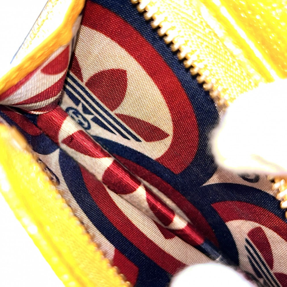 GUCCI グッチ 二つ折り財布 アディダスコラボ ホースビット ショルダーウォレット adidas かばん 鞄 702248 レザー イエロー ブラック 黒 ゴールド金具 レディース【中古品】