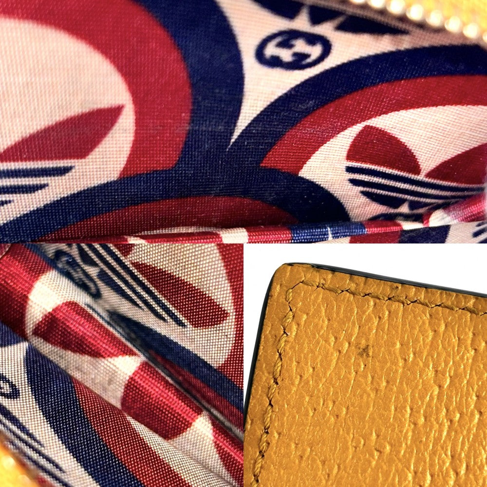 GUCCI グッチ 二つ折り財布 アディダスコラボ ホースビット ショルダーウォレット adidas かばん 鞄 702248 レザー イエロー ブラック 黒 ゴールド金具 レディース【中古品】
