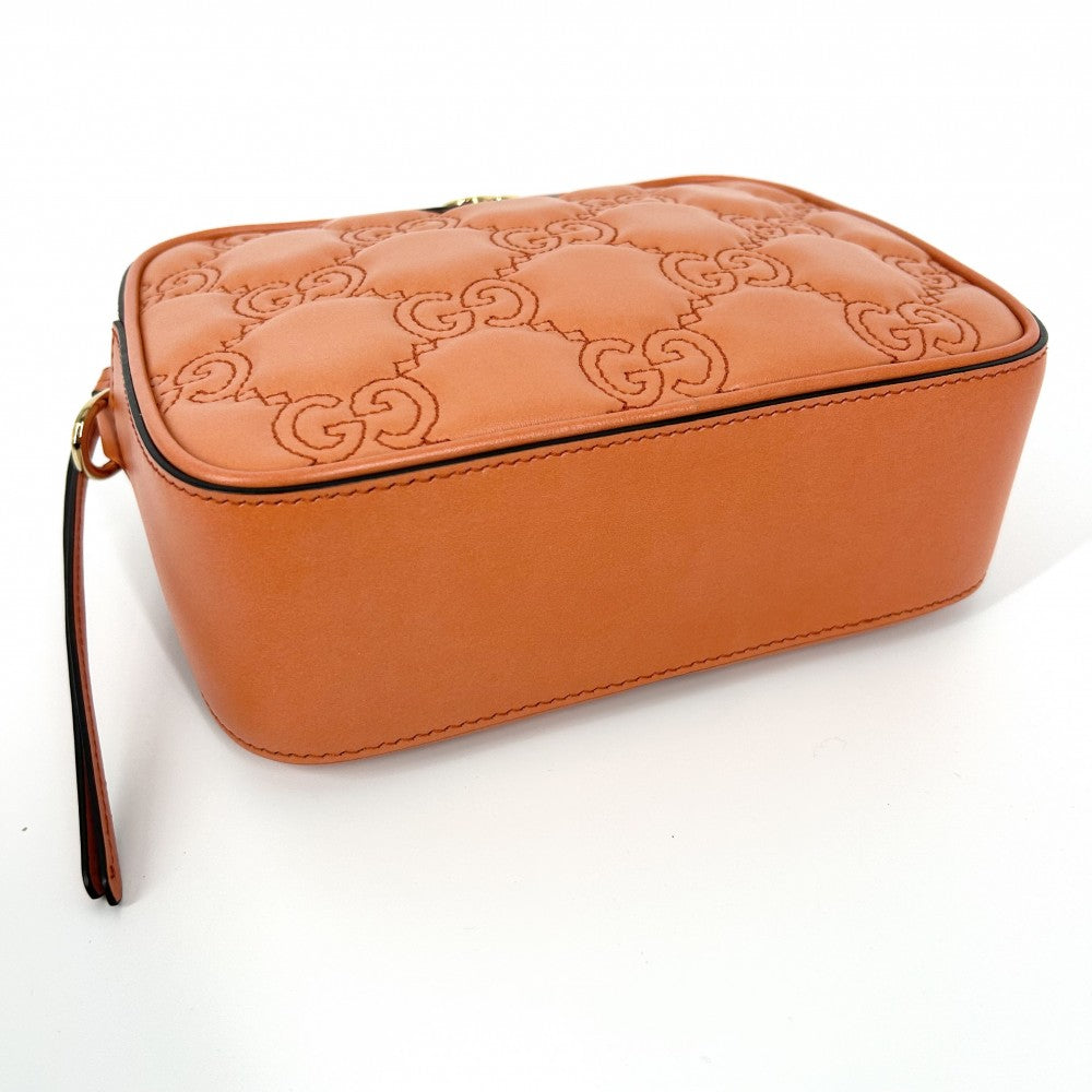 【開店SALE】 GUCCI グッチ ショルダーバッグ GGマトラッセ スモールバッグ キルティング かばん 鞄 702234 レザー オレンジ ゴールド金具 レディース【中古品】