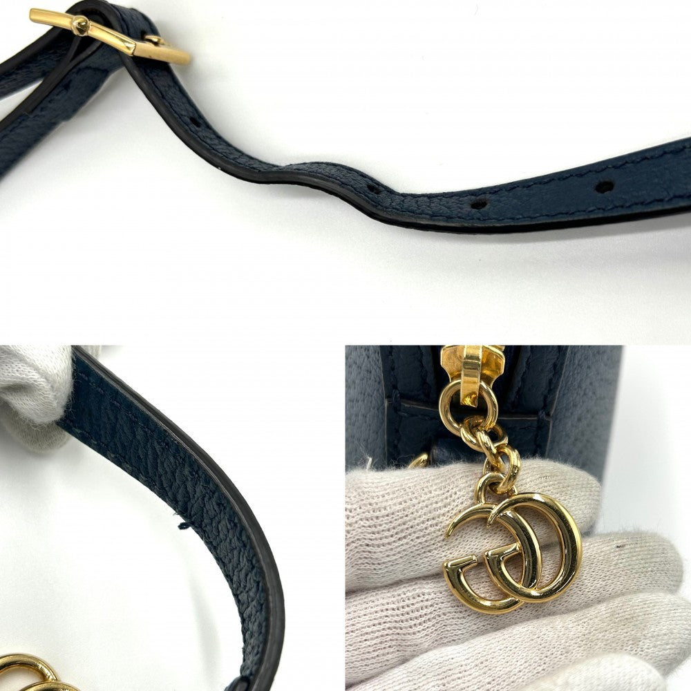 GUCCI グッチ ショルダーバッグ オフィディア GG ウェブストライプ ミニバッグ 小さめ 鞄 かばん 499621 レザー ネイビー 紺 ゴールド金具 レディース【中古品】