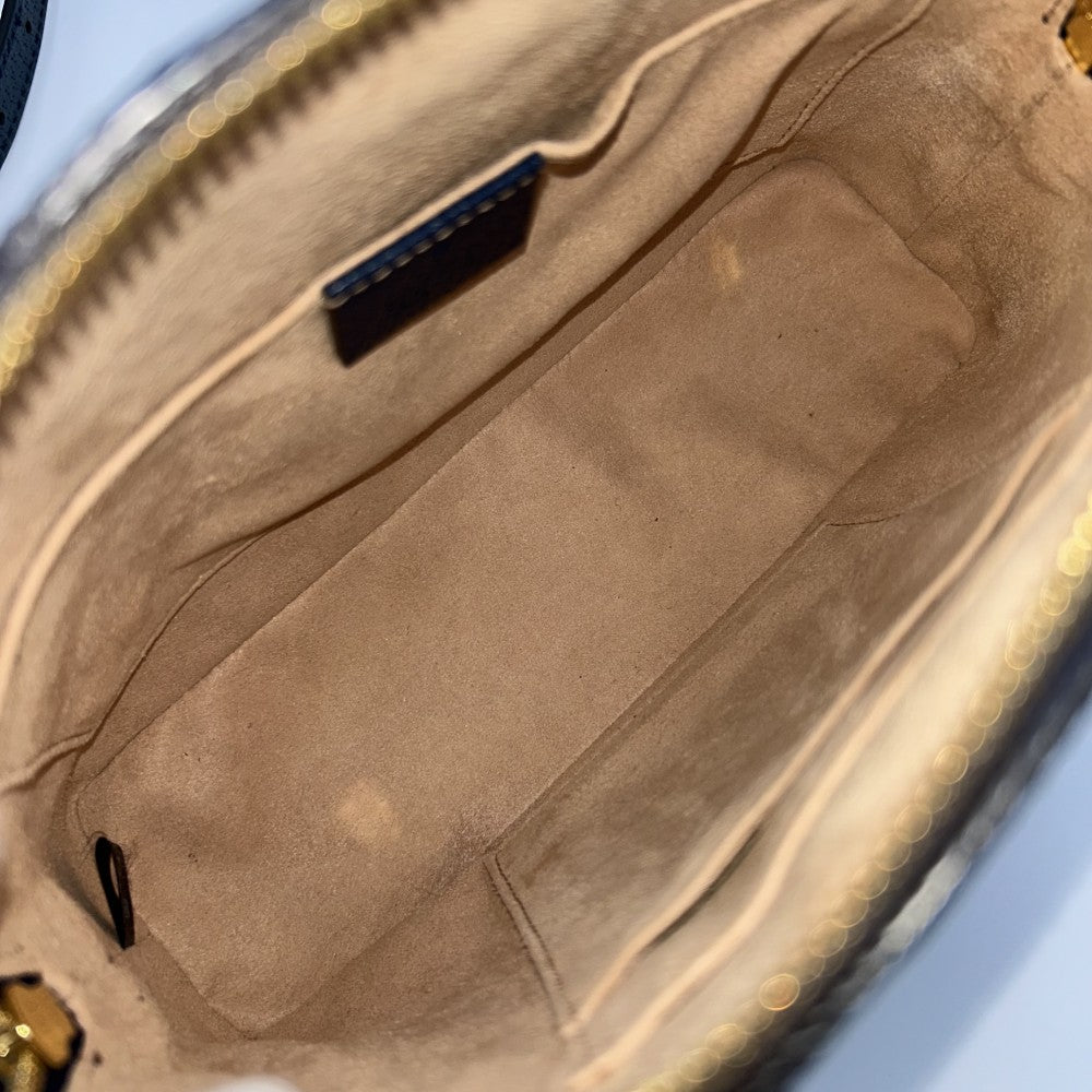 GUCCI グッチ ショルダーバッグ オフィディア GG ウェブストライプ ミニバッグ 小さめ 鞄 かばん 499621 レザー ネイビー 紺 ゴールド金具 レディース【中古品】