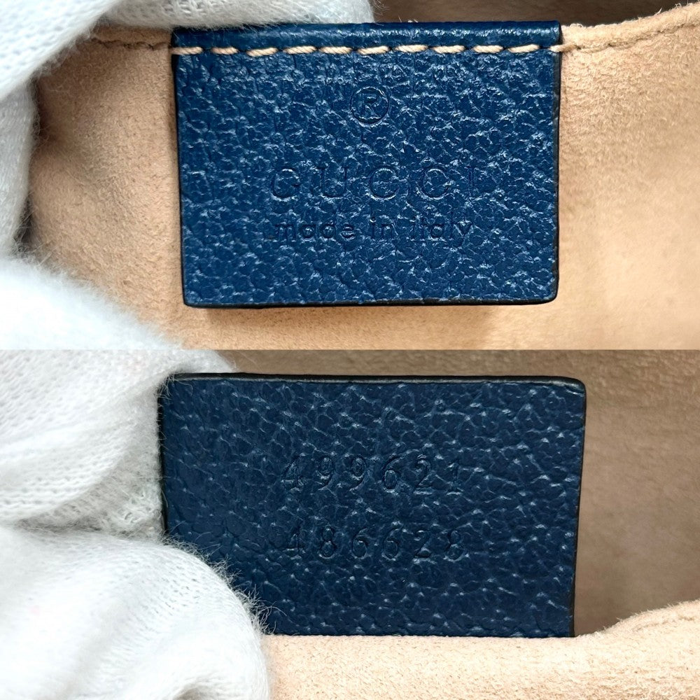 GUCCI グッチ ショルダーバッグ オフィディア GG ウェブストライプ ミニバッグ 小さめ 鞄 かばん 499621 レザー ネイビー 紺 ゴールド金具 レディース【中古品】