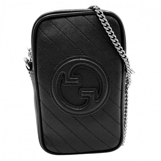 GUCCI グッチ ショルダーバッグ GG ブロンディ チェーンポシェット 小さめ かばん 鞄 760315 レザー ブラック 黒 シルバー金具 レディース【中古品】