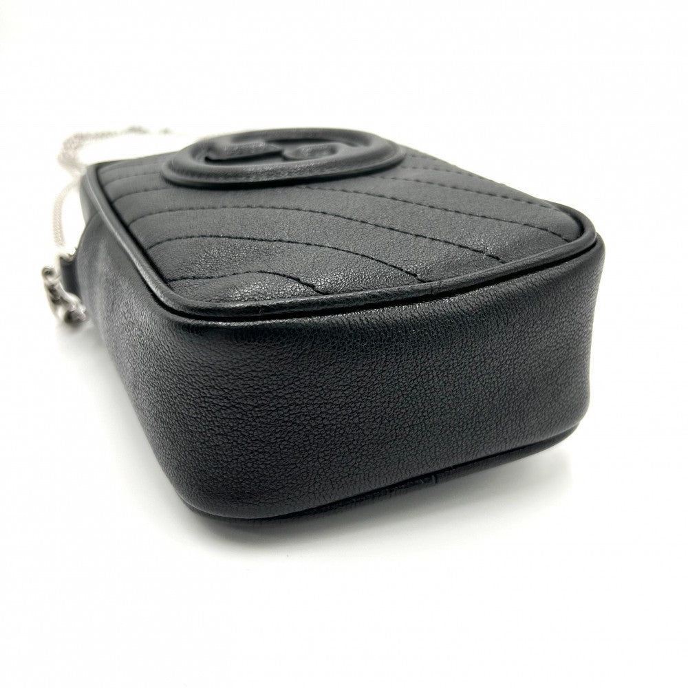 【開店SALE】 GUCCI グッチ ショルダーバッグ GG ブロンディ チェーンポシェット 小さめ かばん 鞄 760315 レザー ブラック 黒 シルバー金具 レディース【中古品】