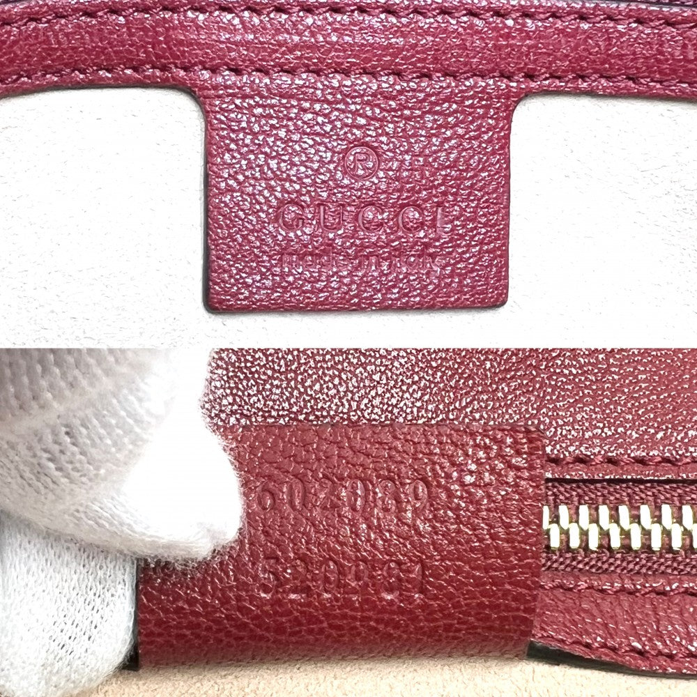 【開店SALE】 GUCCI グッチ ショルダーバッグ ホースビット ドローストリングバッグ　 巾着 602089 レザー レッド 赤 ゴールド金具 レディース【中古品】