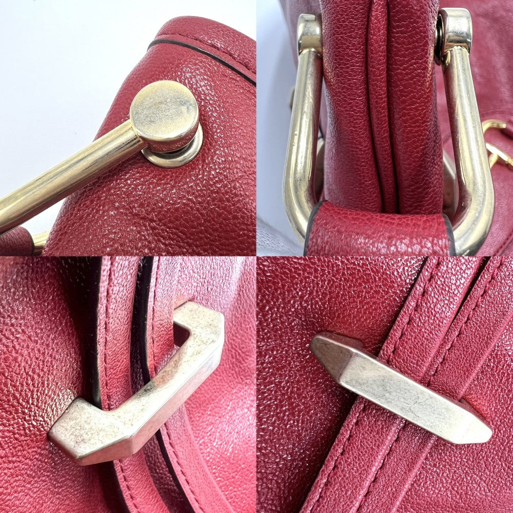 【開店SALE】 GUCCI グッチ ショルダーバッグ ホースビット ドローストリングバッグ　 巾着 602089 レザー レッド 赤 ゴールド金具 レディース【中古品】