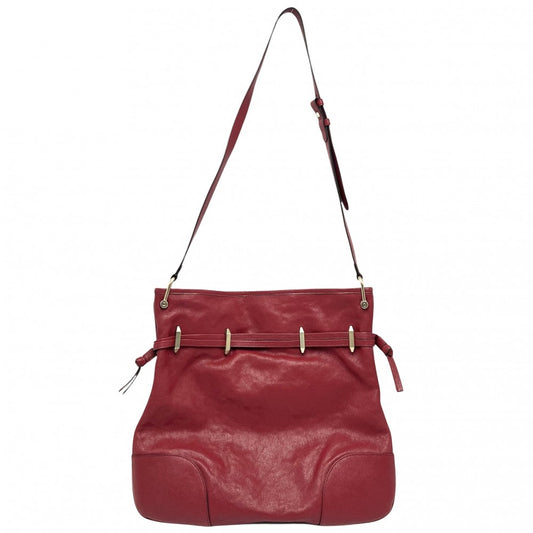 【開店SALE】 GUCCI グッチ ショルダーバッグ ホースビット ドローストリングバッグ　 巾着 602089 レザー レッド 赤 ゴールド金具 レディース【中古品】