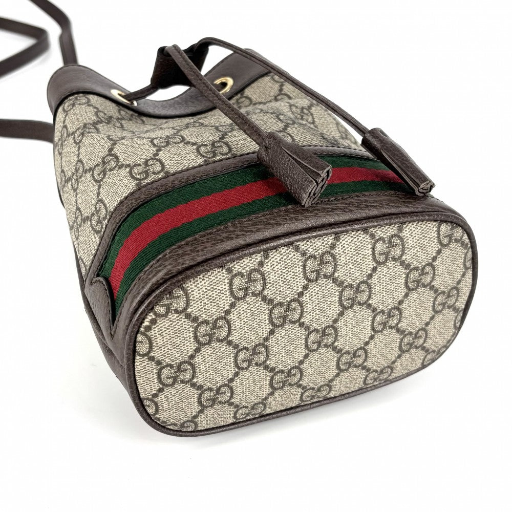 GUCCI グッチ ショルダーバッグ オフィディア ミニバケットバッグ シェリーライン 550620 GGスプリームキャンバス ベージュ ゴールド金具 レディース【中古品】