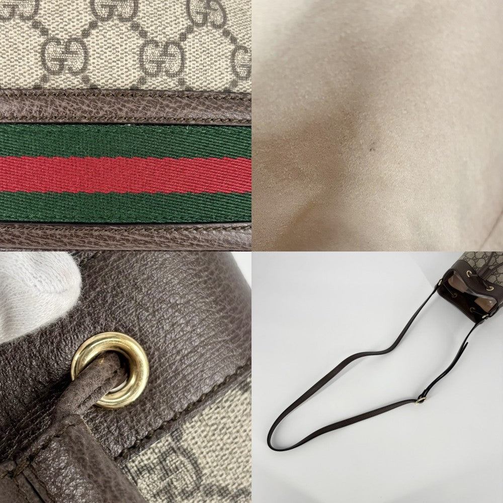 GUCCI グッチ ショルダーバッグ オフィディア ミニバケットバッグ シェリーライン 550620 GGスプリームキャンバス ベージュ ゴールド金具 レディース【中古品】