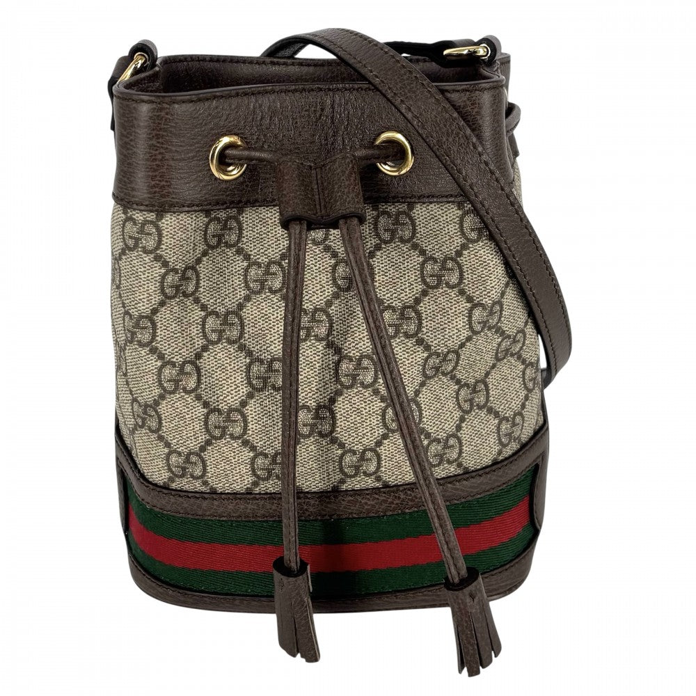 GUCCI グッチ ショルダーバッグ オフィディア ミニバケットバッグ シェリーライン 550620 GGスプリームキャンバス ベージュ ゴールド金具 レディース【中古品】