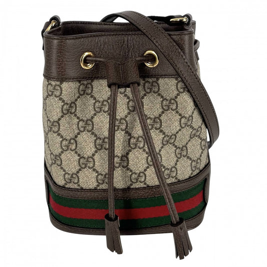【開店SALE】 GUCCI グッチ ショルダーバッグ オフィディア ミニバケットバッグ シェリーライン 550620 GGスプリームキャンバス ベージュ ゴールド金具 レディース【中古品】