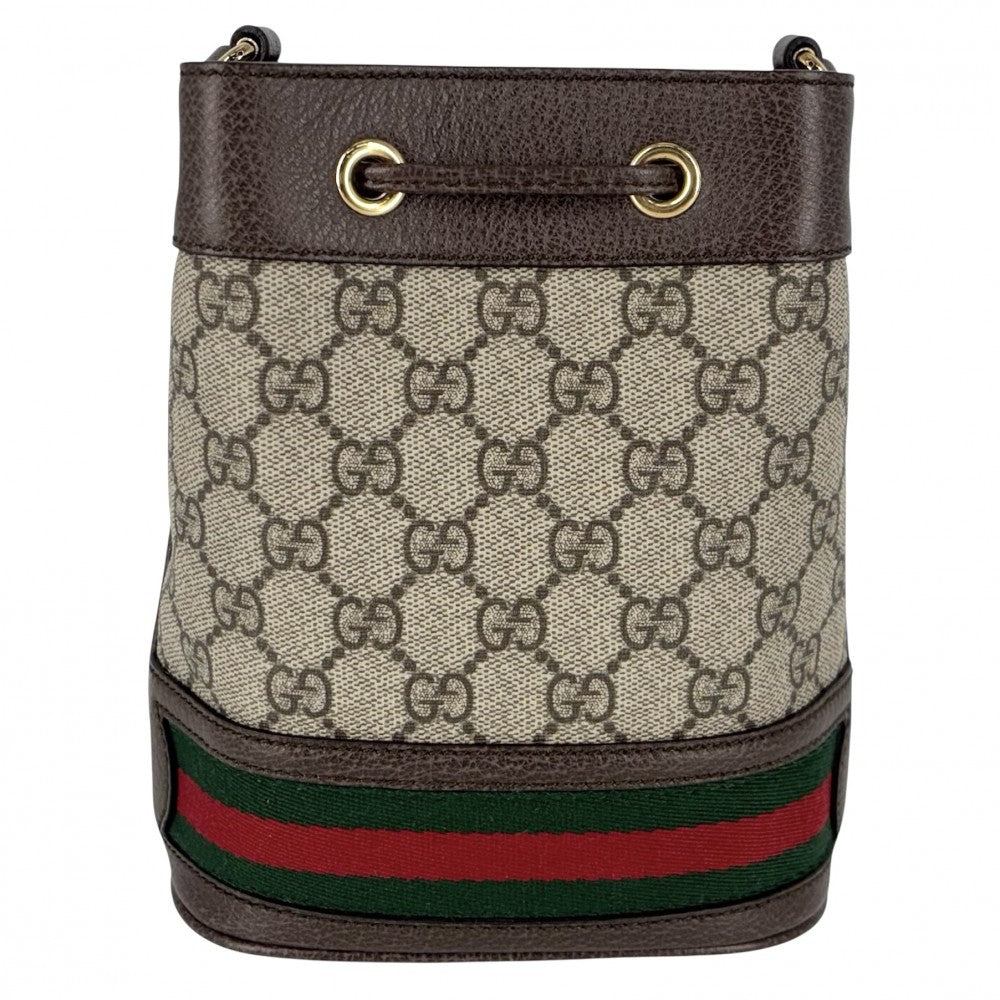 GUCCI グッチ ショルダーバッグ オフィディア ミニバケットバッグ シェリーライン 550620 GGスプリームキャンバス ベージュ ゴールド金具 レディース【中古品】