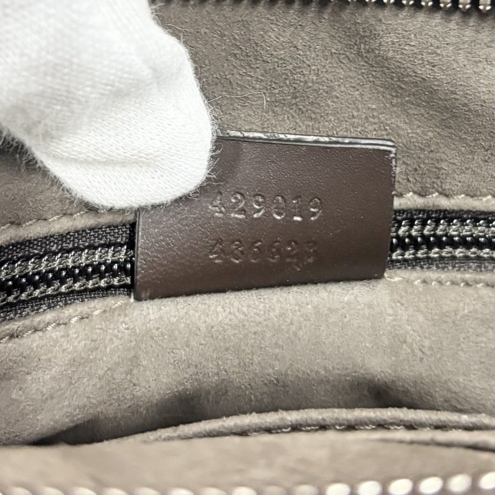 GUCCI グッチ ショルダーバッグ シェリーライン グッチ アタッシェ 699409 GGスプリームキャンバス レザー ベージュ ブラウン 茶 シルバー金具 レディース【中古品】